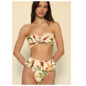 Montce Rooted Floral Tamarindo Ruffle Bikini Bottom Size Large